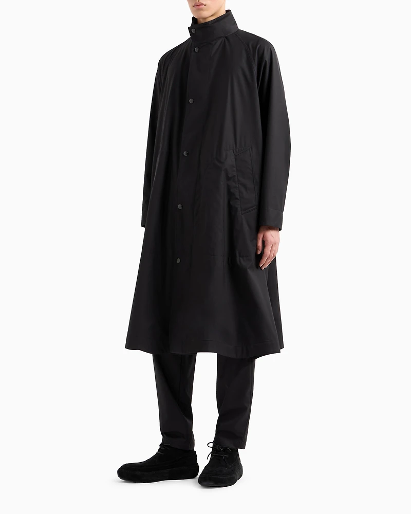 Wool-Silk Technical Canvas Trench Coat