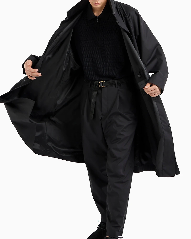 Wool-Silk Technical Canvas Trench Coat
