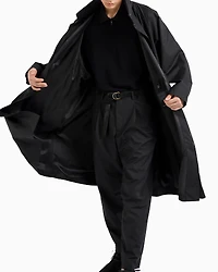 Wool-Silk Technical Canvas Trench Coat