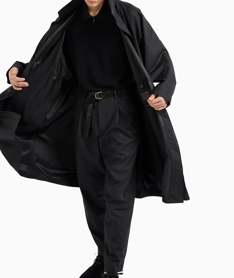 Wool-Silk Technical Canvas Trench Coat