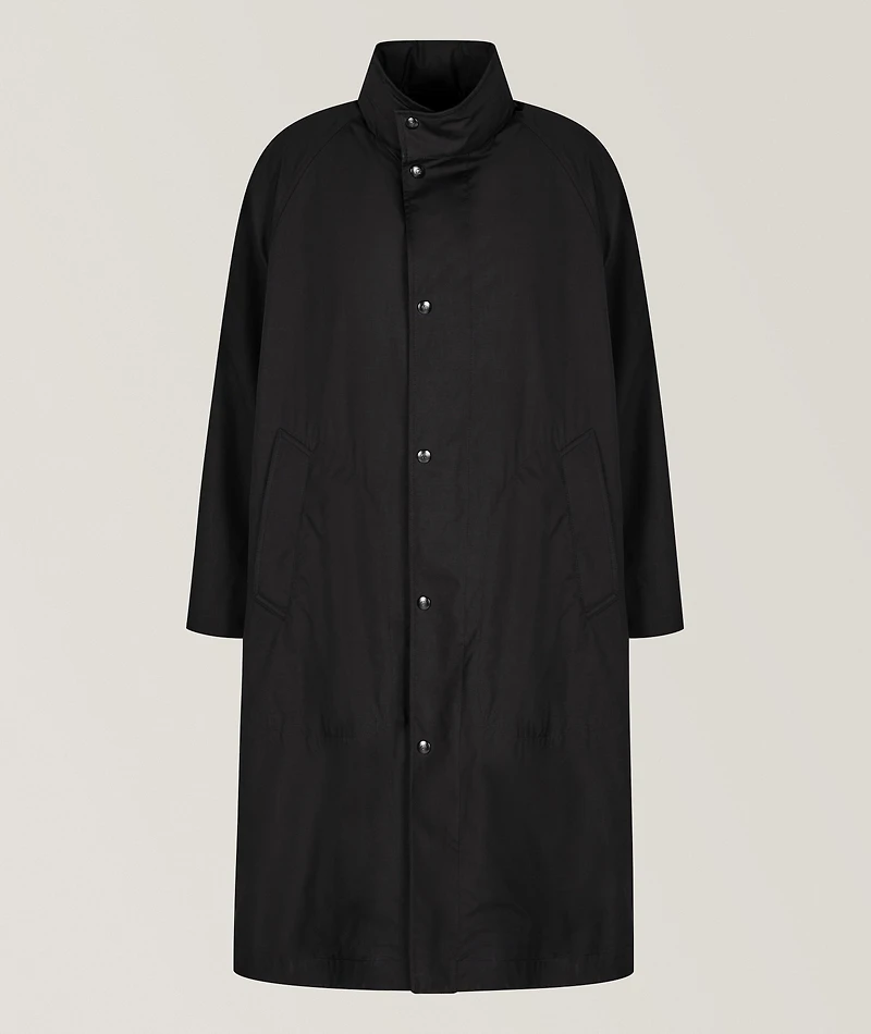 Wool-Silk Technical Canvas Trench Coat