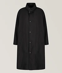 Wool-Silk Technical Canvas Trench Coat