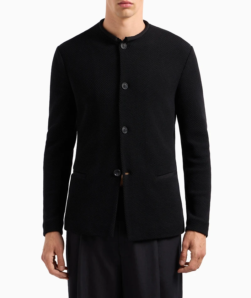 Wool-Blend Macro-Piqué Jacket