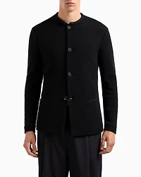 Wool-Blend Macro-Piqué Jacket
