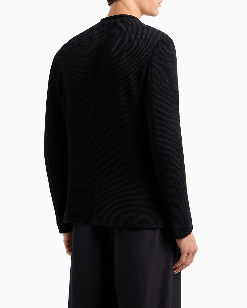 Wool-Blend Macro-Piqué Jacket