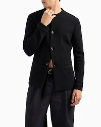 Wool-Blend Macro-Piqué Jacket