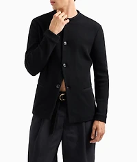 Wool-Blend Macro-Piqué Jacket