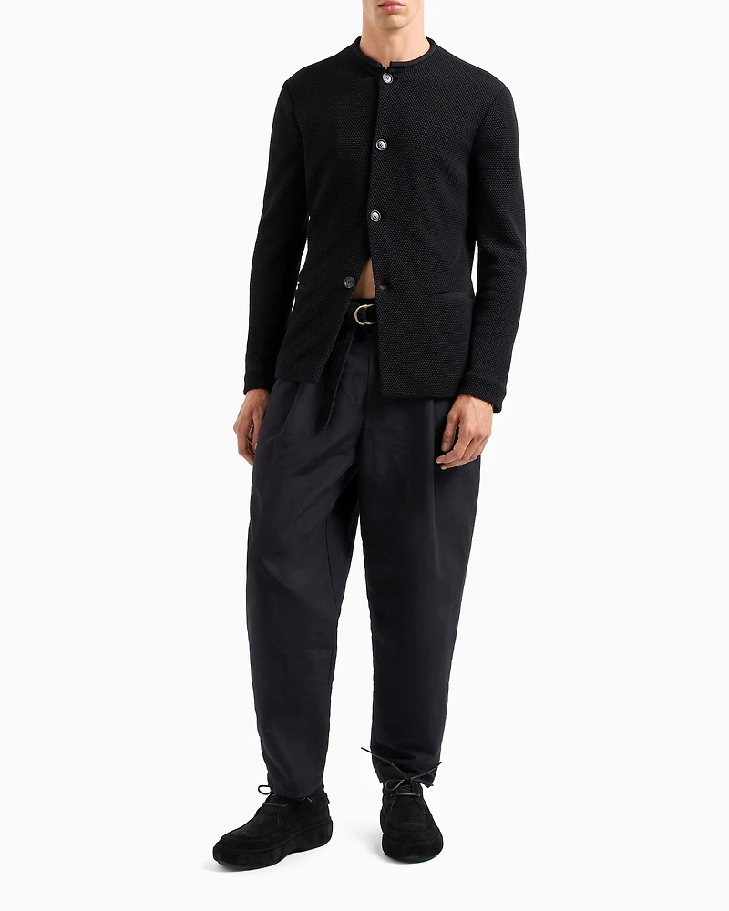 Wool-Blend Macro-Piqué Jacket