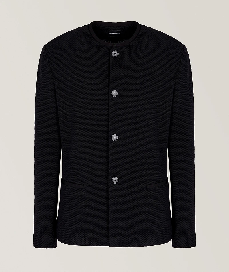 Wool-Blend Macro-Piqué Jacket