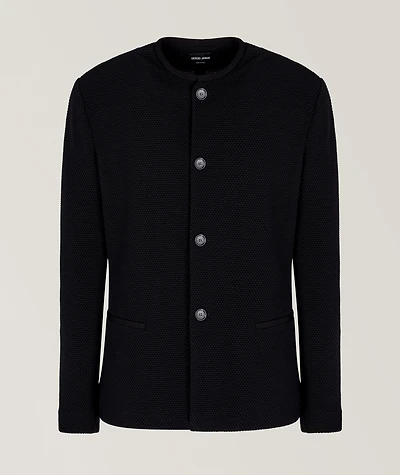 Wool-Blend Macro-Piqué Jacket