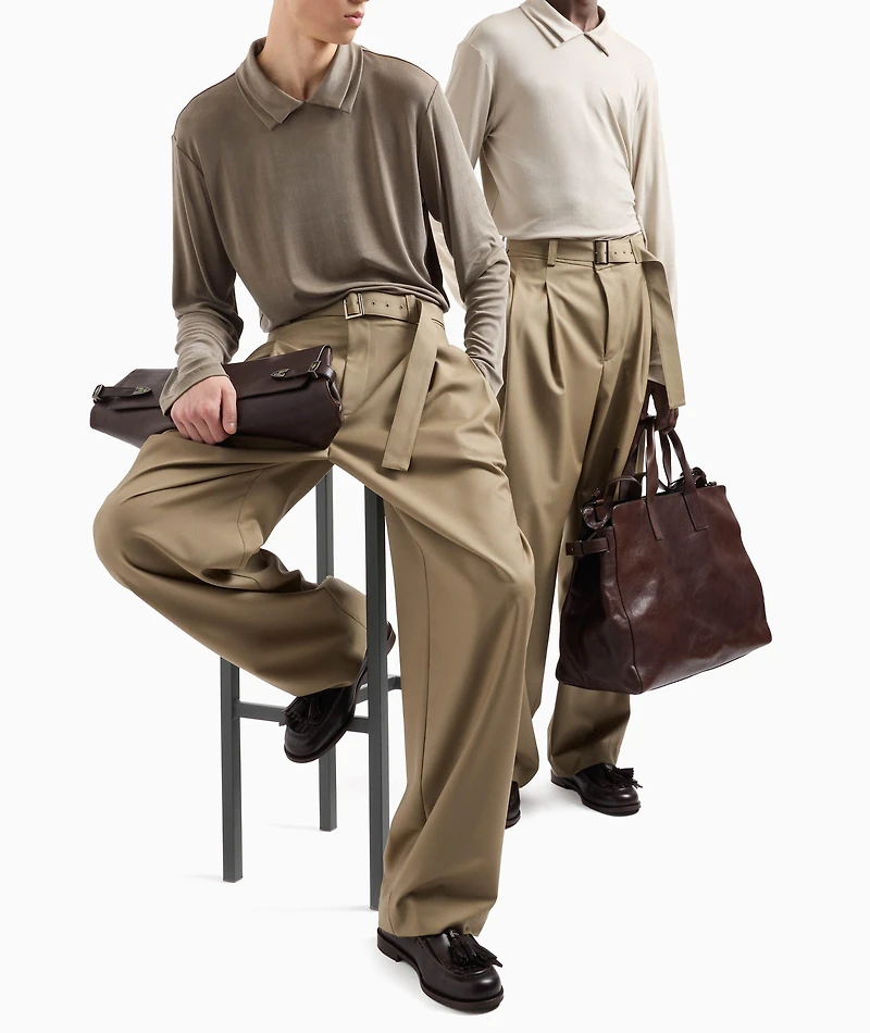 Superfine Tropical Wool Pleated Dress Pants