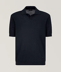 Basketweave Virgin Wool Knit Polo