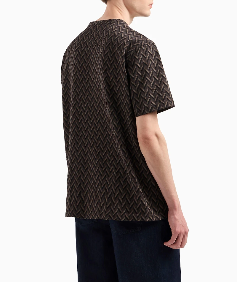 Jacquard Cotton Crewneck T-Shirt