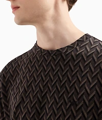 Jacquard Cotton Crewneck T-Shirt