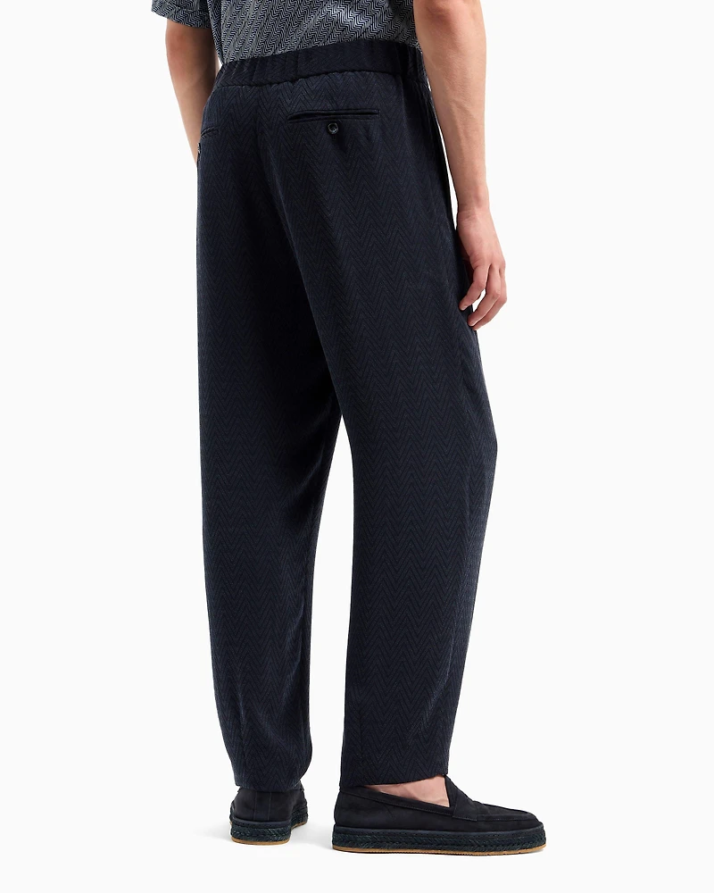 Chevron Jacquard Single-Pleat Pants