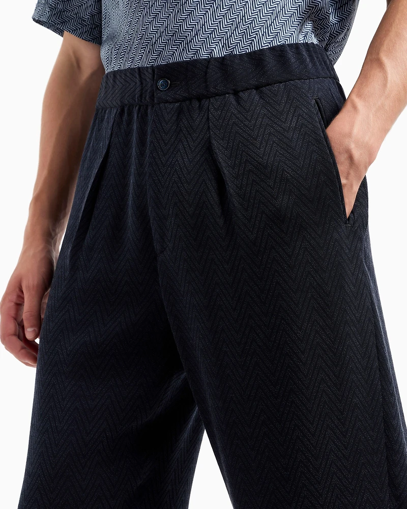 Chevron Jacquard Single-Pleat Pants