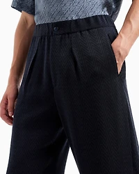 Chevron Jacquard Single-Pleat Pants