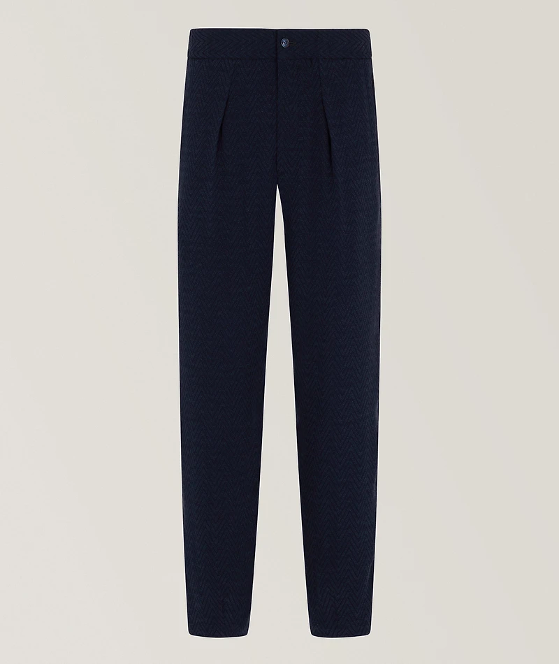 Chevron Jacquard Single-Pleat Pants
