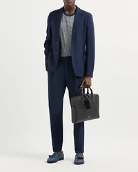 Stretch-Wool Seersucker Double-Pleat Pants