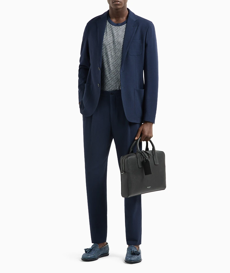 Stretch-Wool Seersucker Double-Pleat Pants