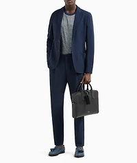 Stretch-Wool Seersucker Double-Pleat Pants