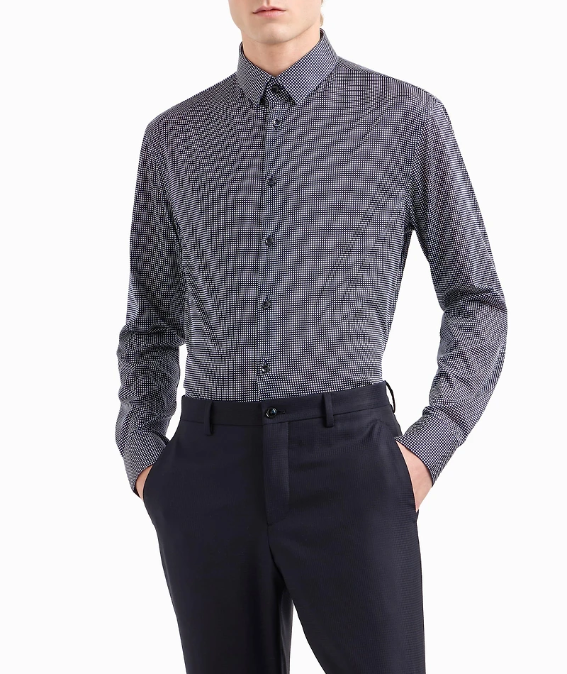 Micro-Check Cotton Dress Shirt