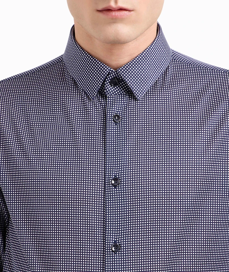 Micro-Check Cotton Dress Shirt
