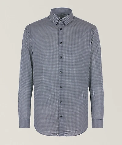 Micro-Check Cotton Dress Shirt