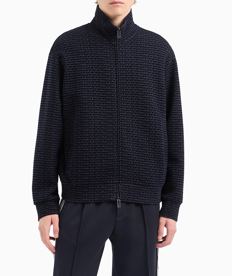 Flocked Logo Lyocell-Cotton Zip-Up Sweatshirt