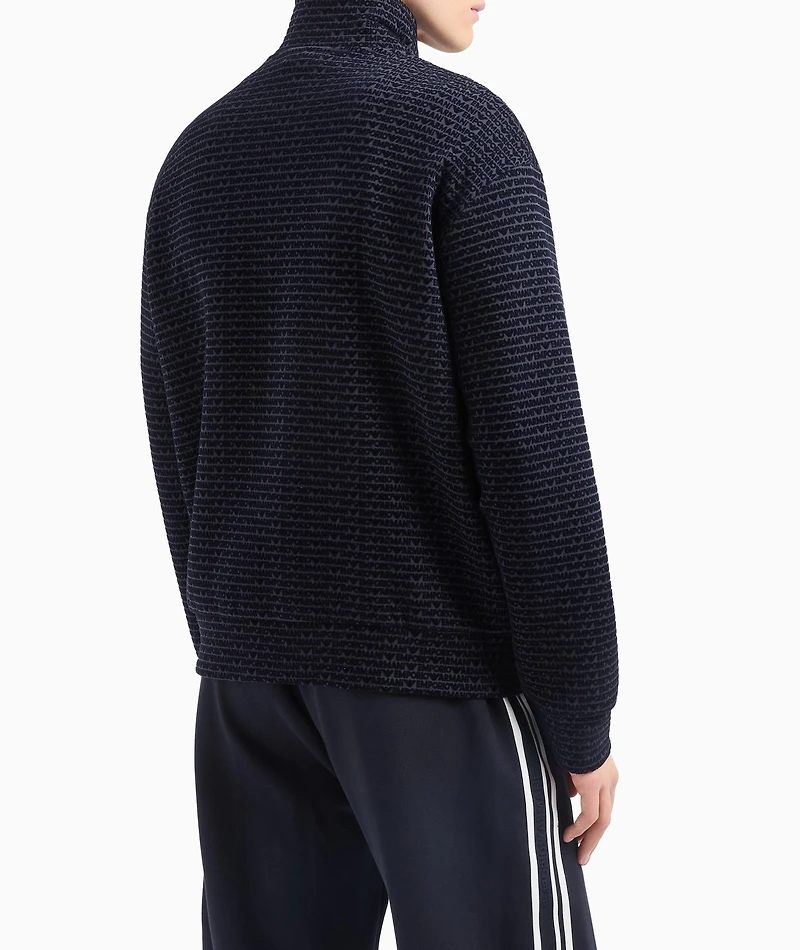 Flocked Logo Lyocell-Cotton Zip-Up Sweatshirt