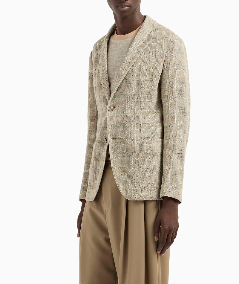 Check Cotton Knit Sport Jacket