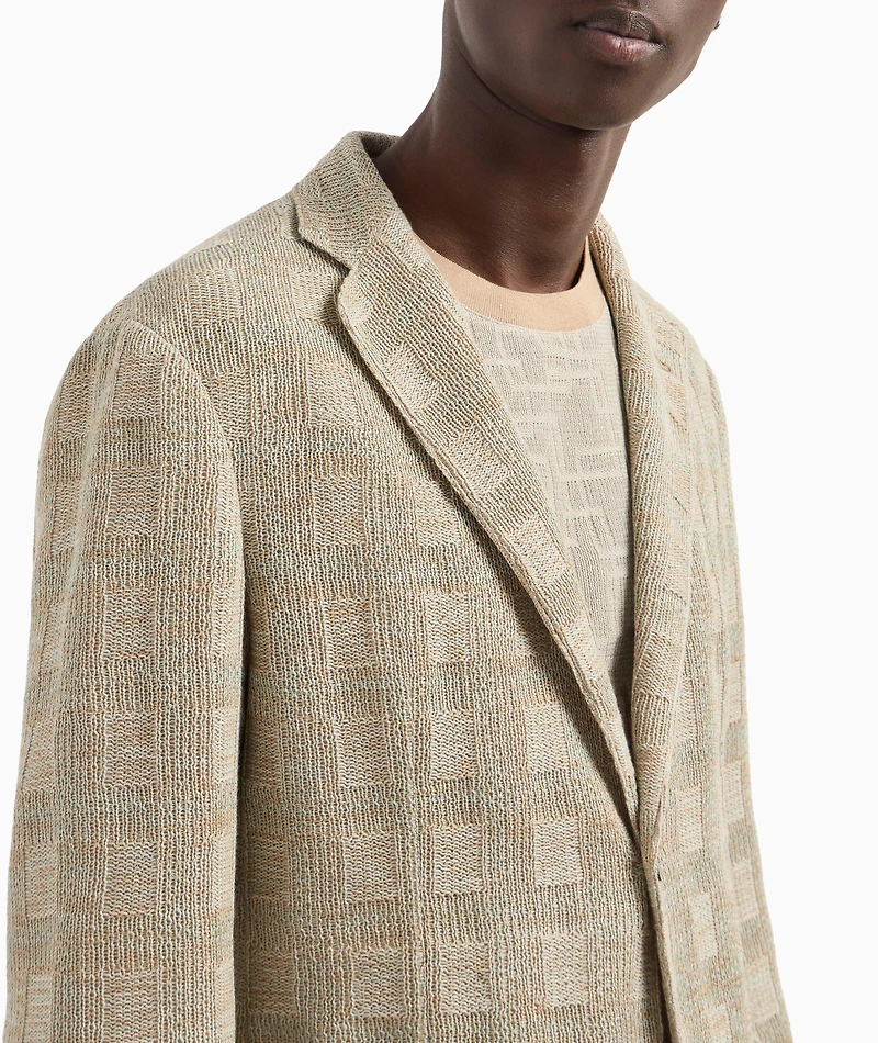 Check Cotton Knit Sport Jacket