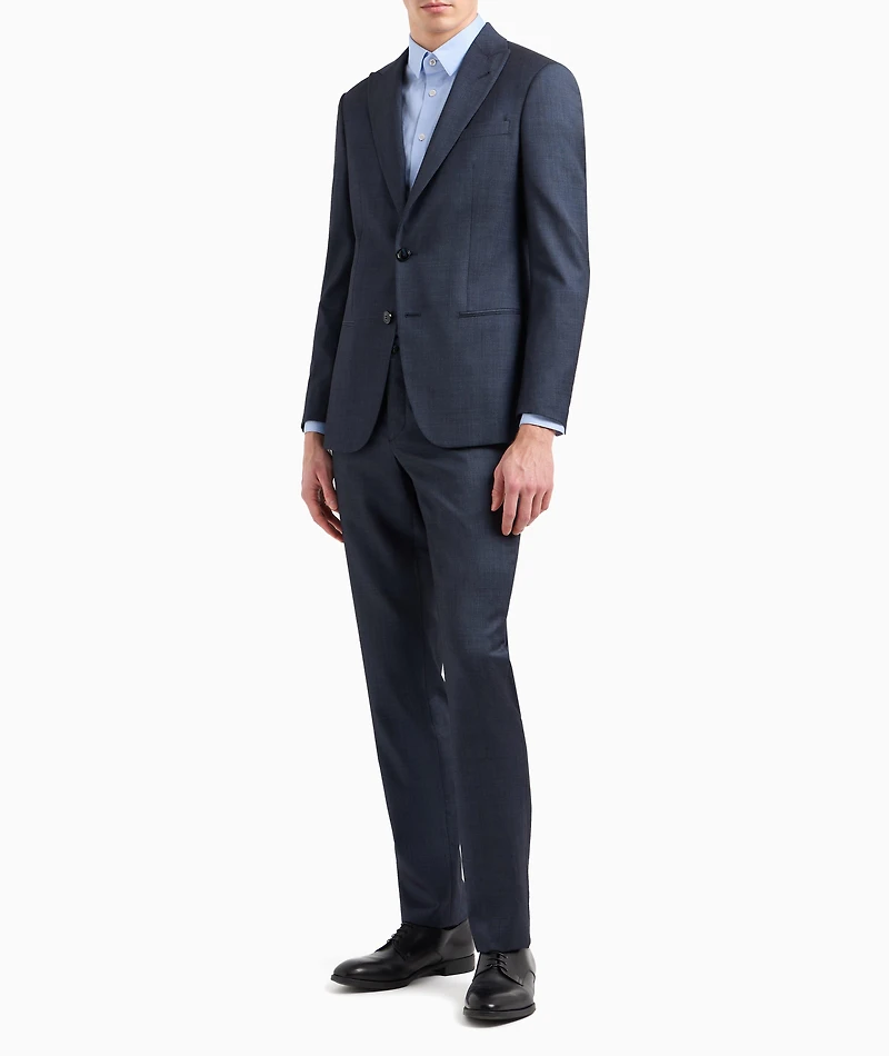 Soho Wool-Silk Chambray-Effect Suit
