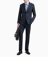 Soho Wool-Silk Chambray-Effect Suit