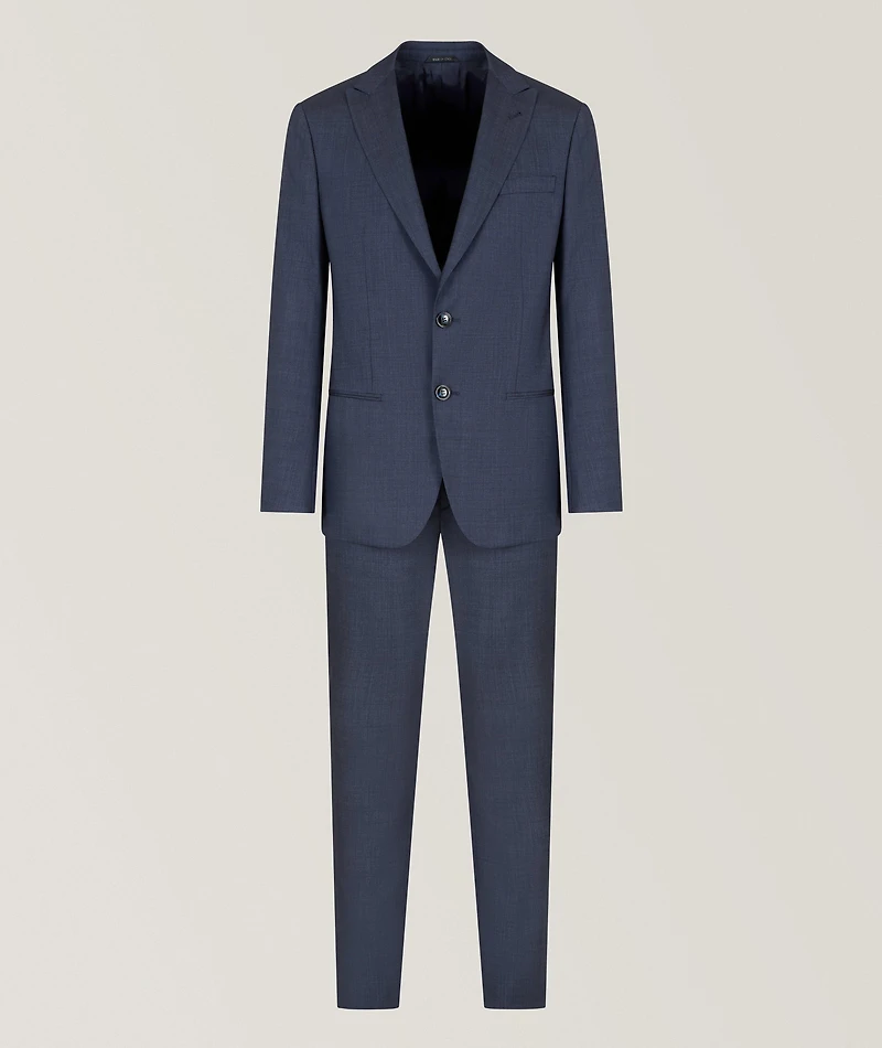 Soho Wool-Silk Chambray-Effect Suit