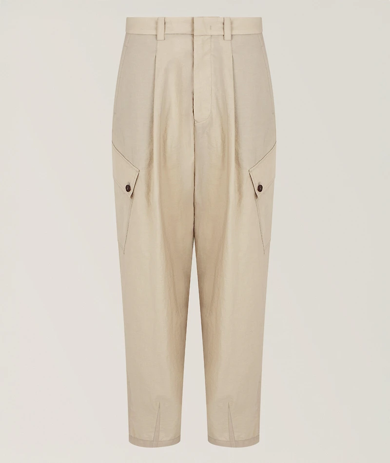 Pleated Cotton-Canvas Cargo Pants