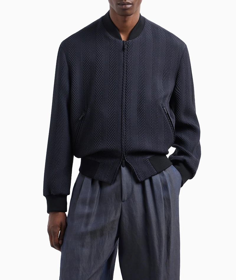 Chevron-Quilted Silk-Blend Blouson Jacket