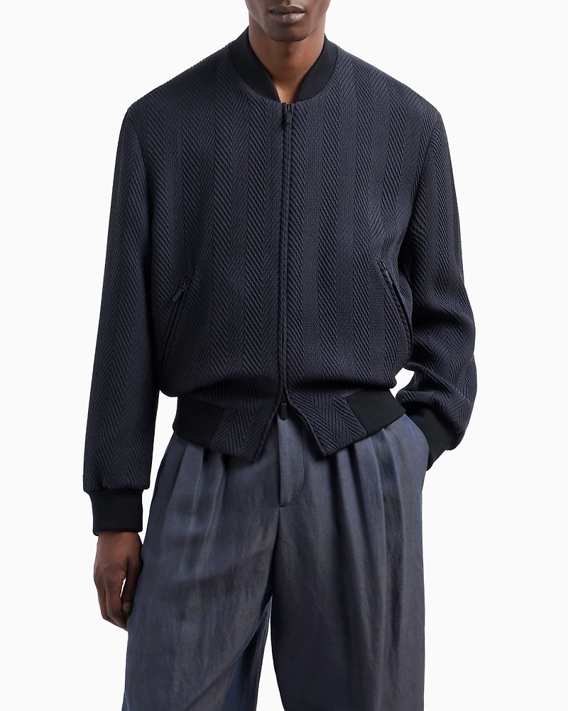 Chevron-Quilted Silk-Blend Blouson Jacket