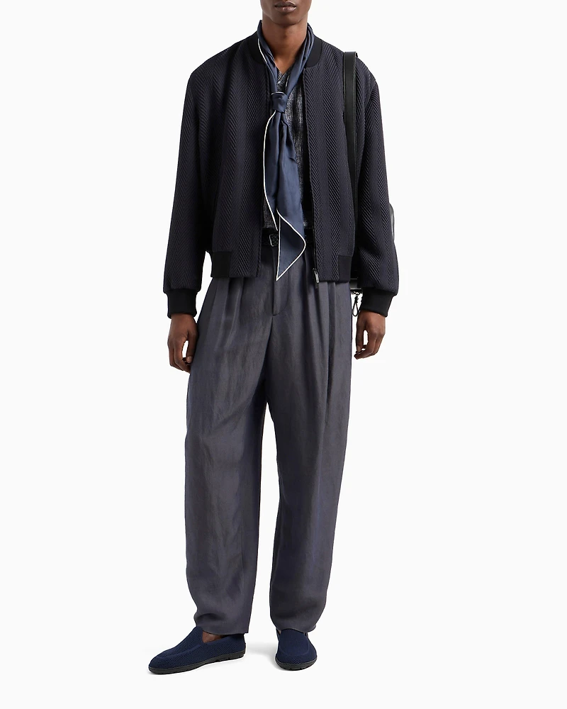 Chevron-Quilted Silk-Blend Blouson Jacket