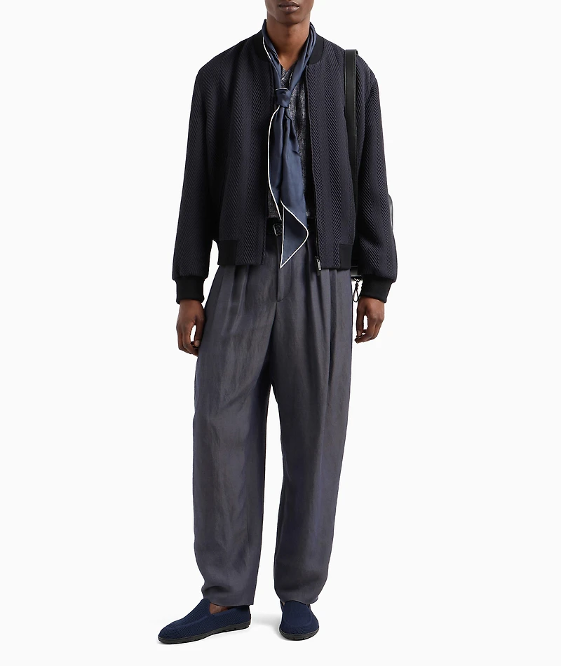 Chevron-Quilted Silk-Blend Blouson Jacket
