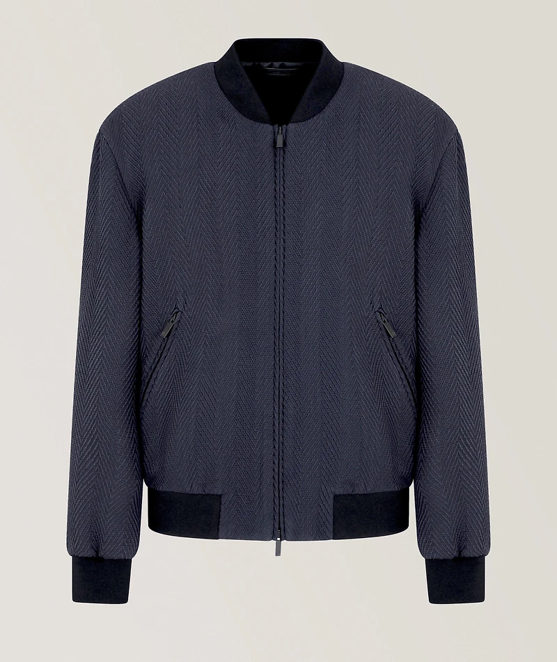 Chevron-Quilted Silk-Blend Blouson Jacket