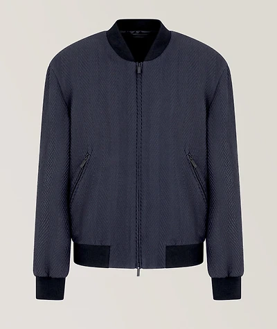 Chevron-Quilted Silk-Blend Blouson Jacket