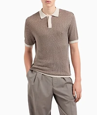 Micro-Pattern Jacquard Knit Polo