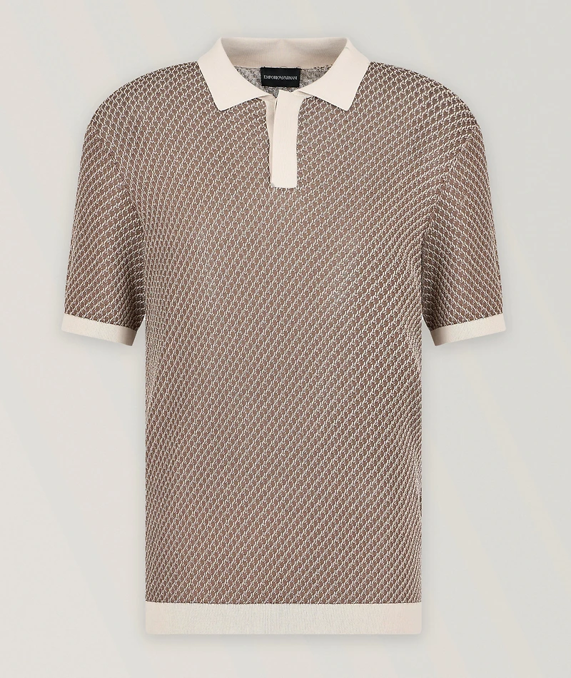 Micro-Pattern Jacquard Knit Polo