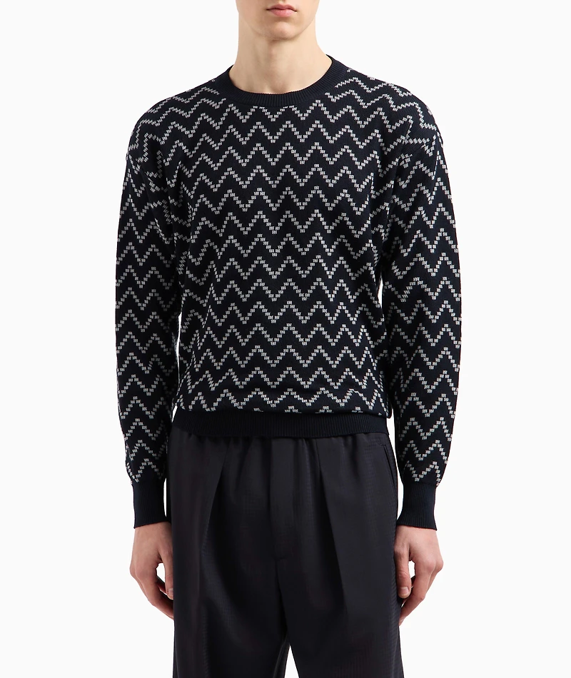 Chevron Jacquard Cotton-Cashmere Sweater