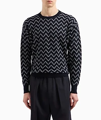 Chevron Jacquard Cotton-Cashmere Sweater
