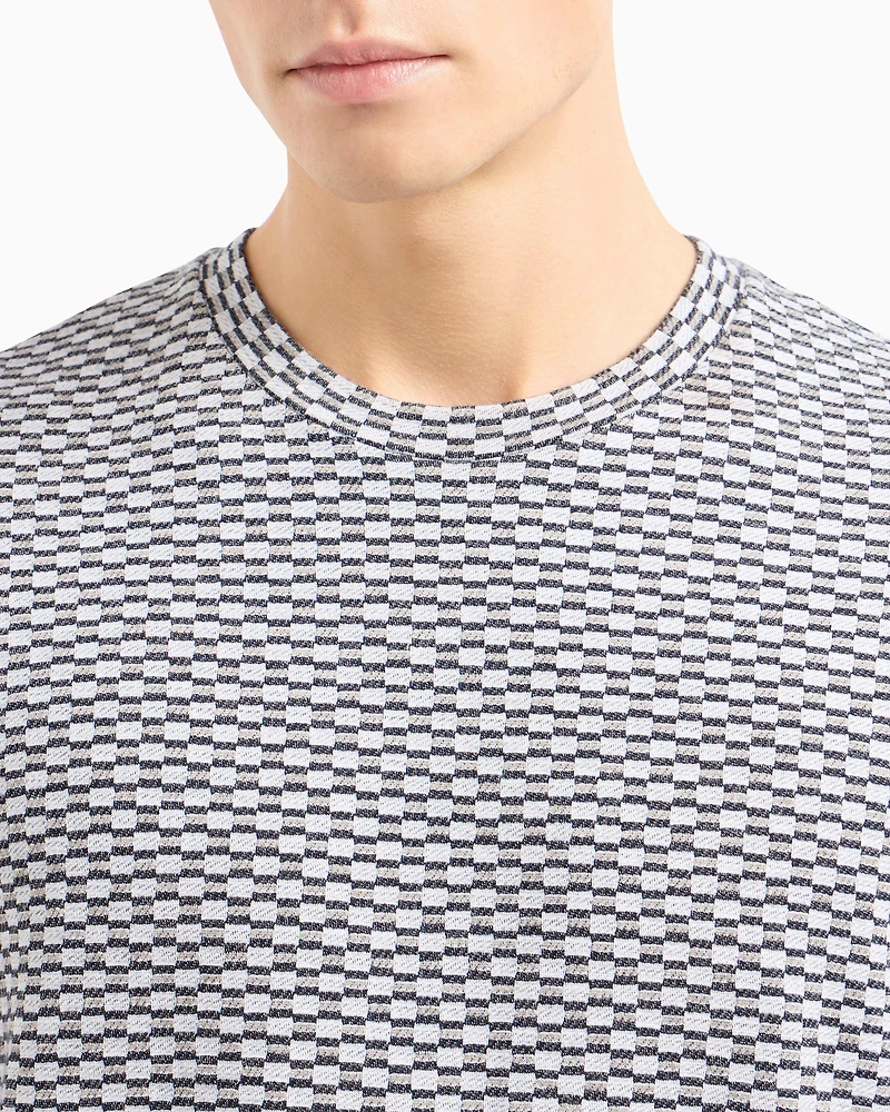 Jacquard Jersey Crewneck T-Shirt