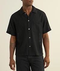 Linen-Cotton Blend Crochet Shirt