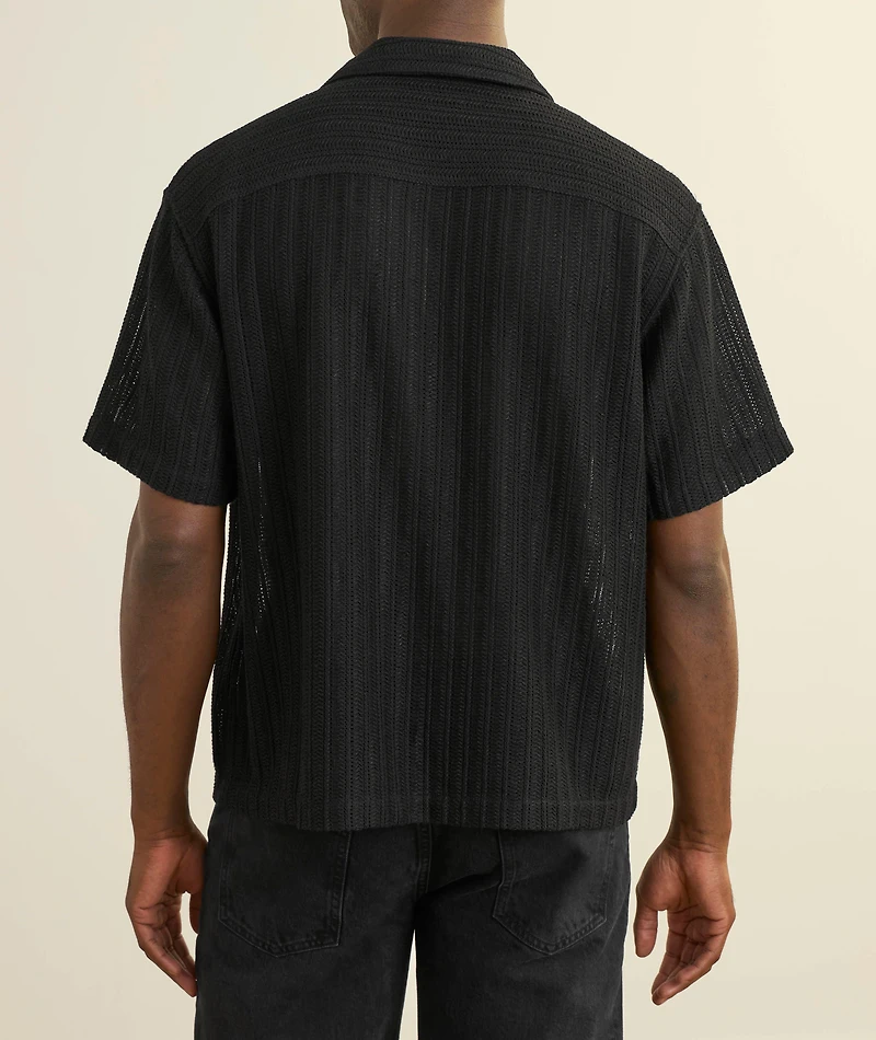 Linen-Cotton Blend Crochet Shirt