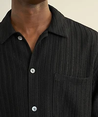 Linen-Cotton Blend Crochet Shirt